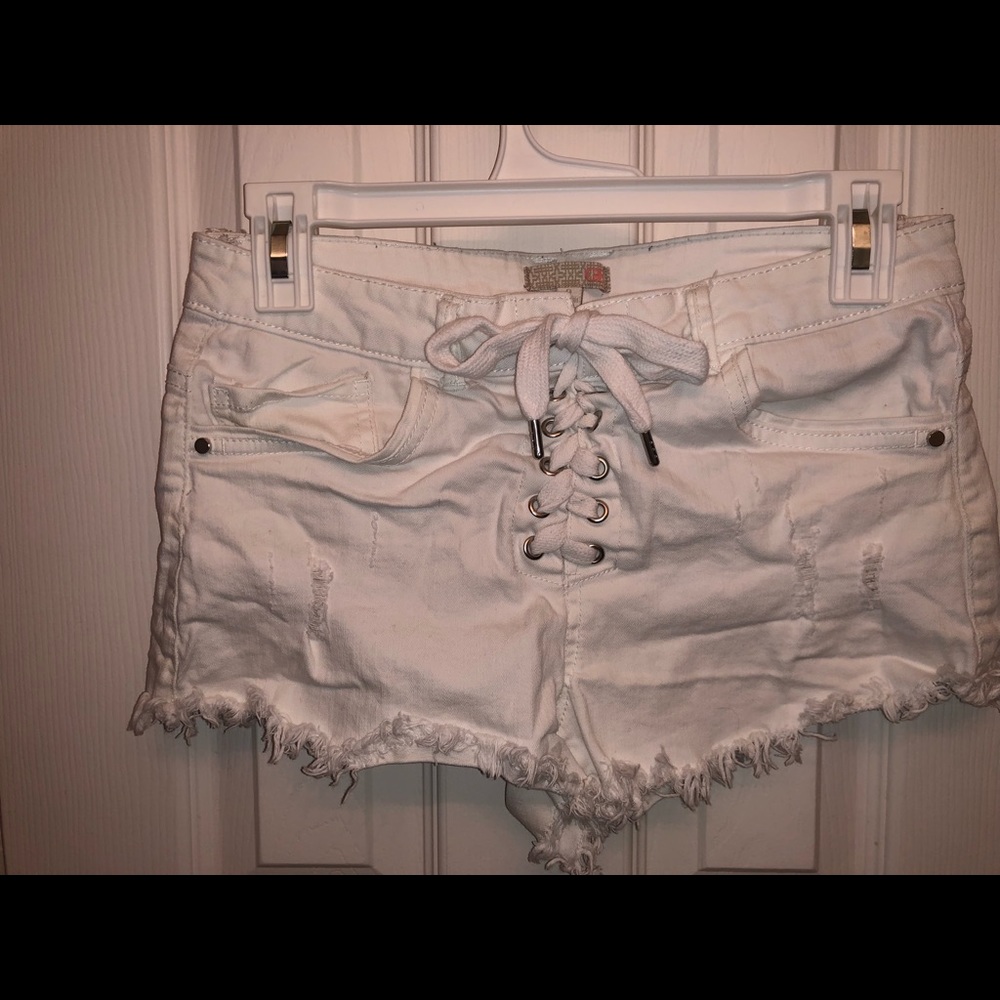 Girls White Jean Shorts